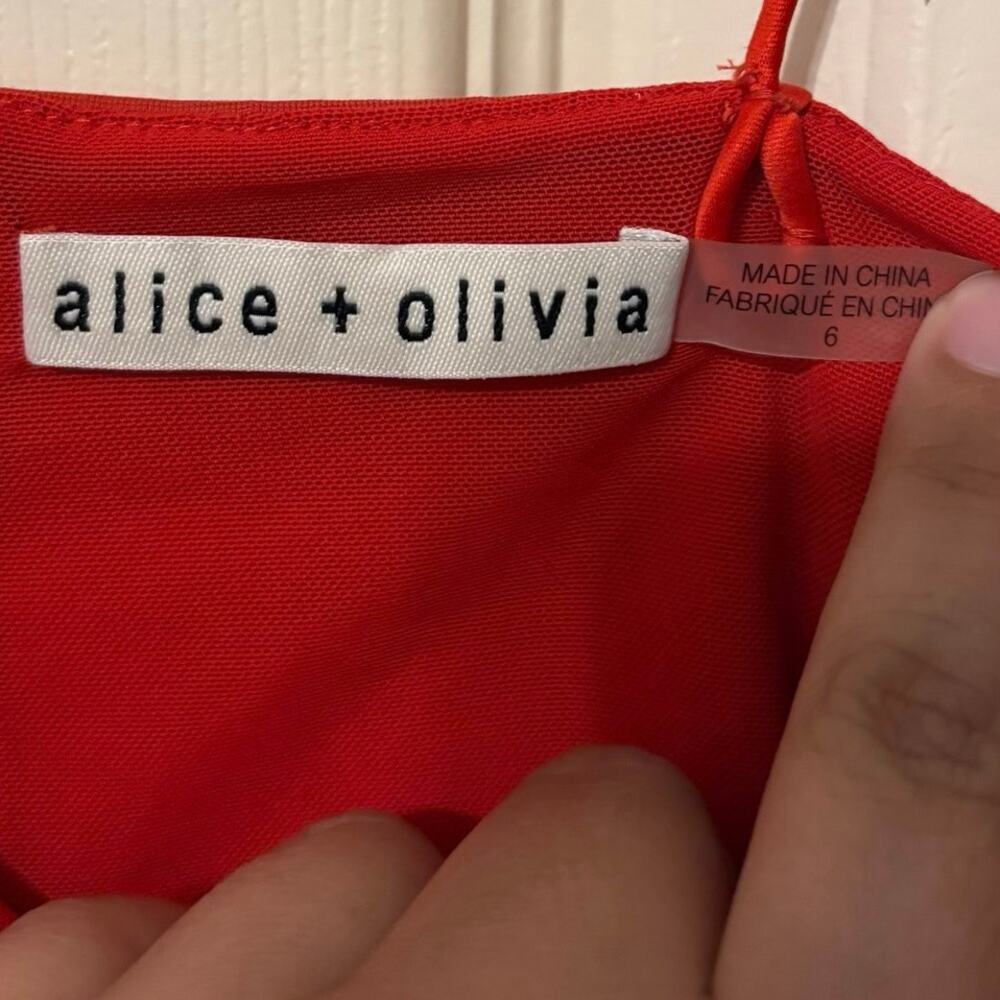 Alice + Olivia Red Cocktail Cut Out Fifi Slip Mini Dress Size 6 - Picture 4 of 7